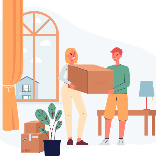 cartoon of people moving